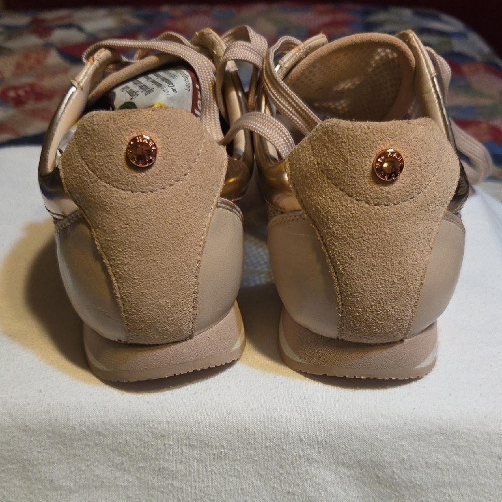 Michael Kors Women's Tan Sneakers with Gold Accents - Picture 3 of 6
